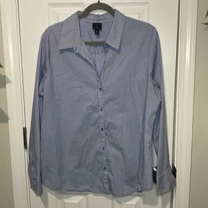 Worthington Blue & White Striped Long Sleeve Shirt